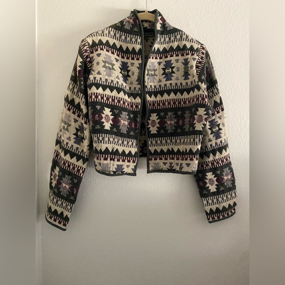 New Identity Jacket Crop Southwestern Tapestry Aztec Boho